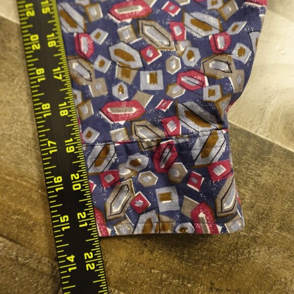 Time Pieces Button-Down Shirt Men’s XL Tall Navy Geometric Cotton Long Sleeve - Picture 7 of 9